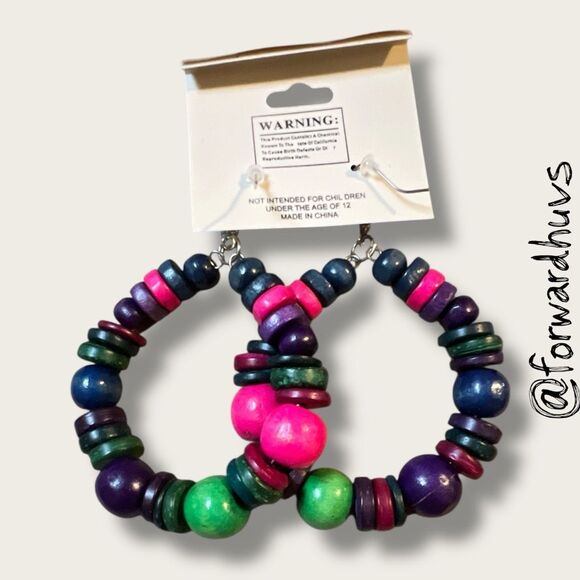 Bundle Sale 3 for $15 | Princess Accessories Colorful Hoop Earrings – Mixed Bead - Picture 3 of 6